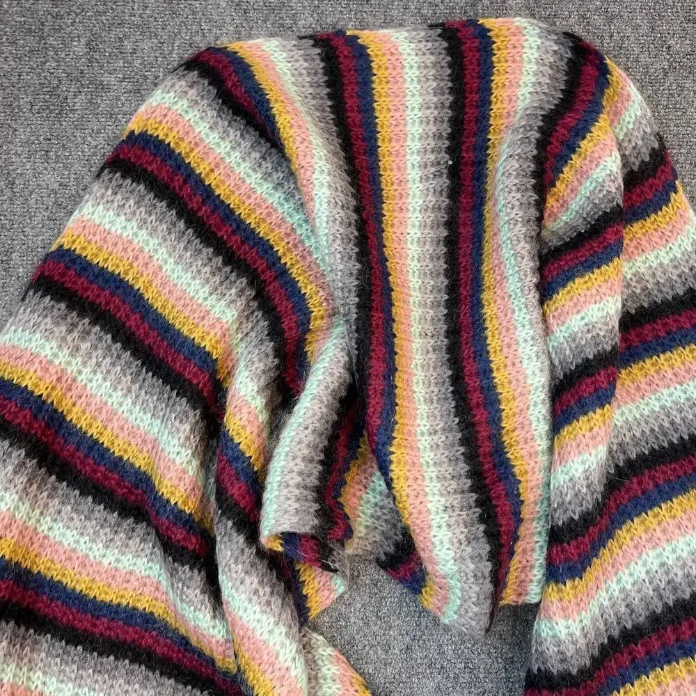 Tak.Ori Made in Italy Mohair Merino Wool Multicolor Striped Knit Scarf
